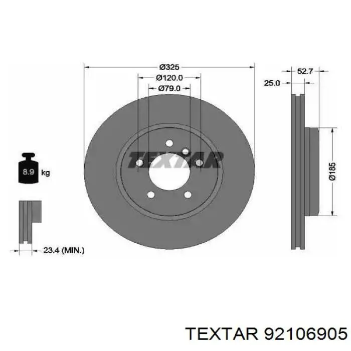 92106905 Textar диск тормозной передний