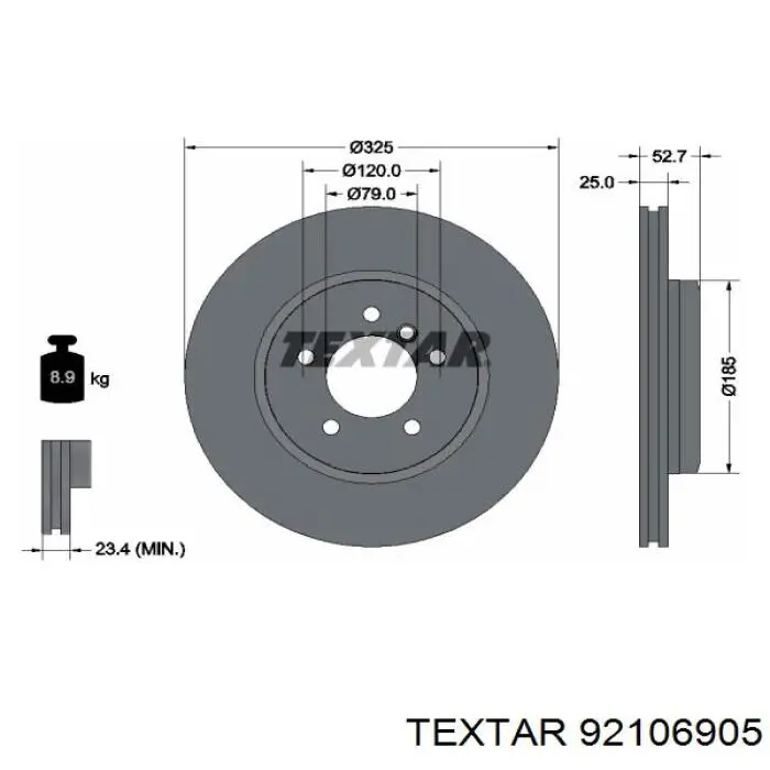 Тормоз дисковый передний Textar 92106905 цена, от 78.38 USD