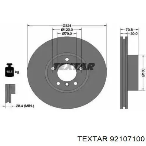 92107100 Textar передние тормозные диски