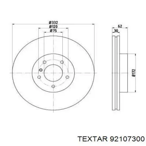 92107300 Textar диск тормозной передний
