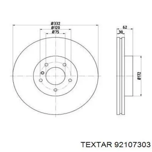 92107303 Textar диск тормозной передний