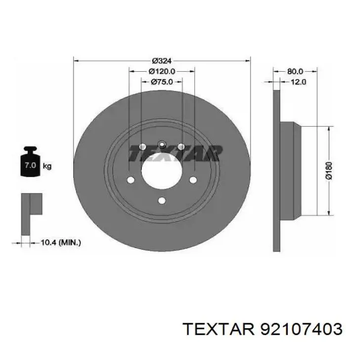 Тормозные диски 92107403 Textar