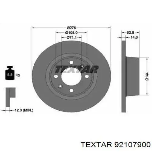 Тормозные диски 92107900 Textar