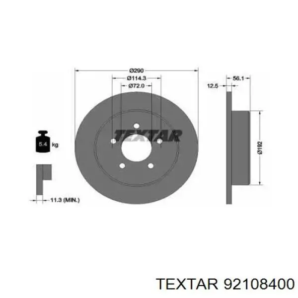 Тормозные диски 92108400 Textar