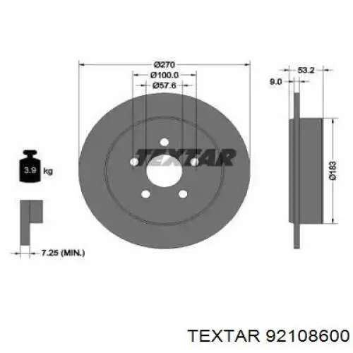 Тормозные диски 92108600 Textar