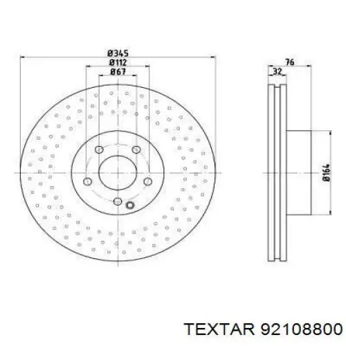 Передние тормозные диски 92108800 Textar