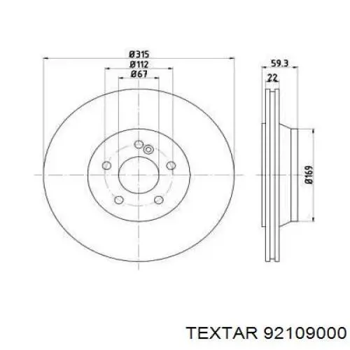 Тормозные диски 92109000 Textar