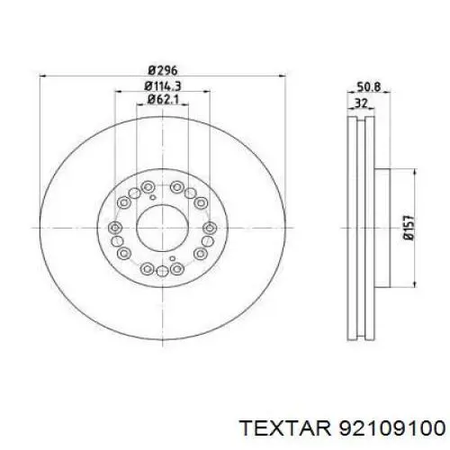 Передние тормозные диски 92109100 Textar