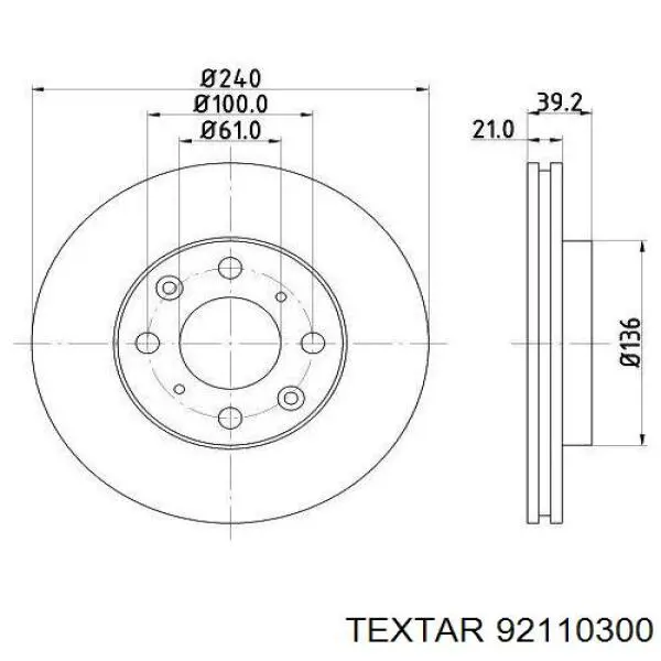 Тормоз дисковый передний Textar 92110300 цена, от 28.11 USD