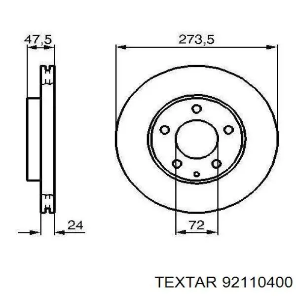 Передние тормозные диски 92110400 Textar