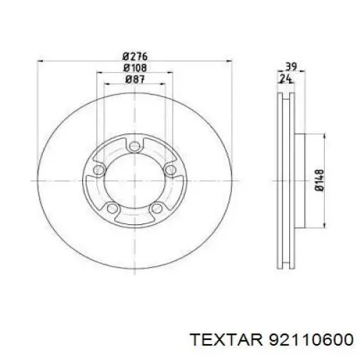 Передние тормозные диски 92110600 Textar