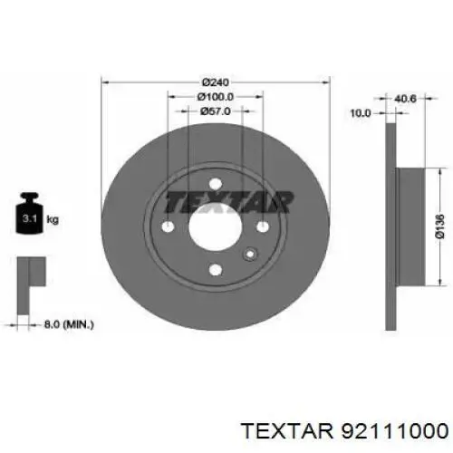 Тормозные диски 92111000 Textar