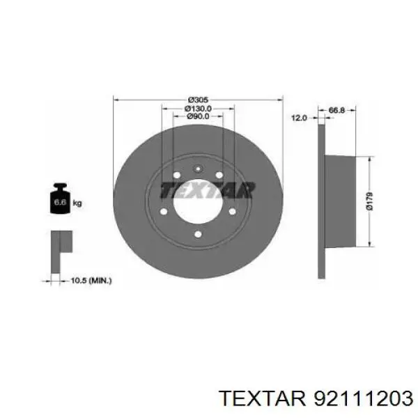 Задний тормозной диск Textar 92111203 цена, от 50.22 USD
