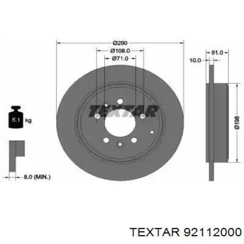 92112000 Textar тормозные диски