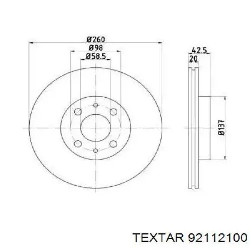 Передние тормозные диски 92112100 Textar