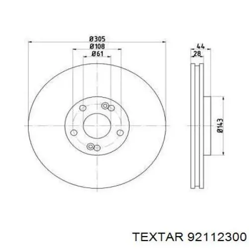 Передние тормозные диски 92112300 Textar