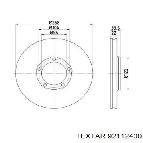 Передние тормозные диски 92112400 Textar