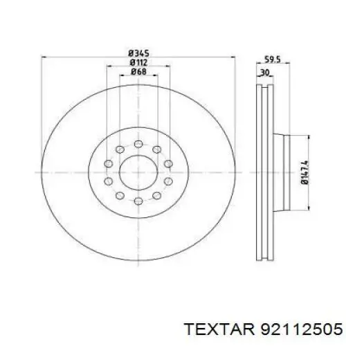 Передние тормозные диски 92112505 Textar