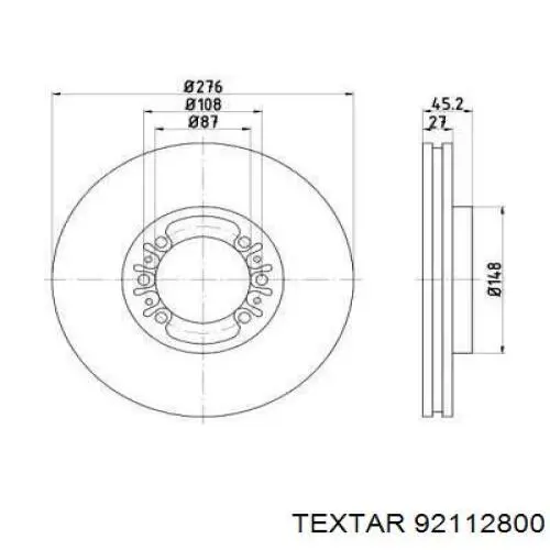 Передние тормозные диски 92112800 Textar