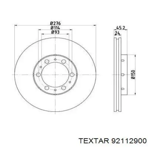 Передние тормозные диски 92112900 Textar