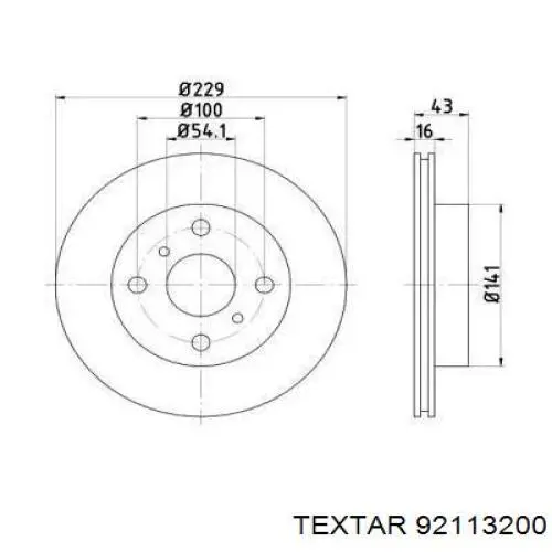 Передние тормозные диски 92113200 Textar