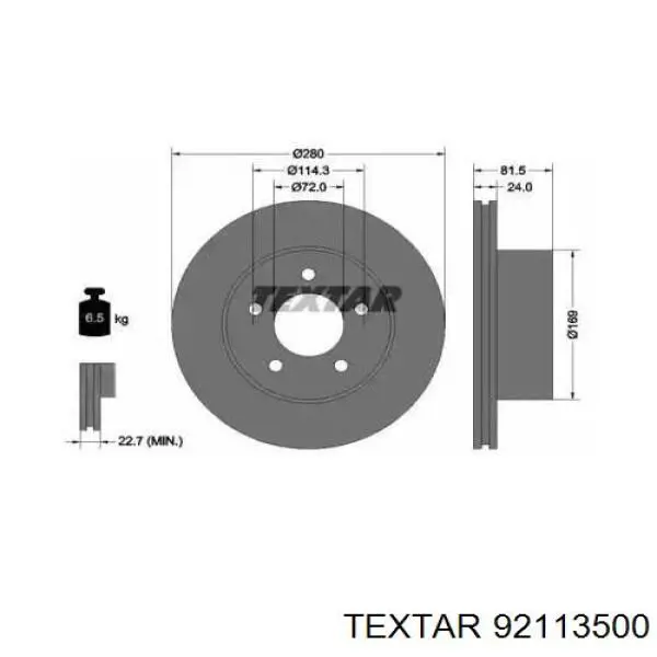 Передние тормозные диски 92113500 Textar