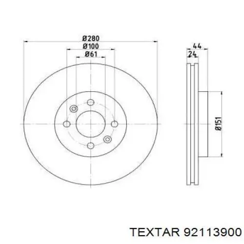 Передние тормозные диски 92113900 Textar