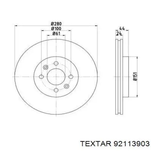 Передние тормозные диски 92113903 Textar