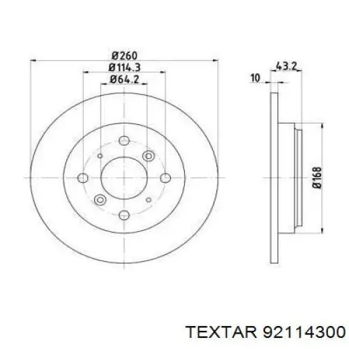 Тормозные диски 92114300 Textar