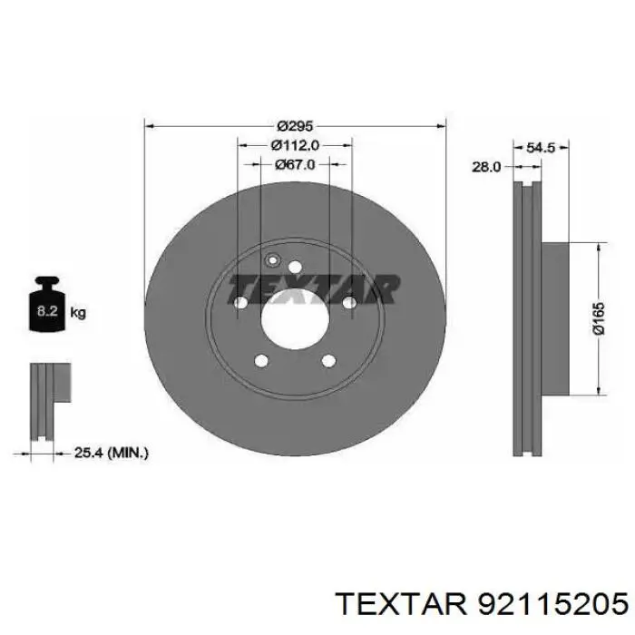 Передние тормозные диски 92115205 Textar