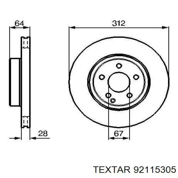 Передний тормозной диск Textar 92115305