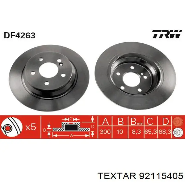 Тормозные диски 92115405 Textar