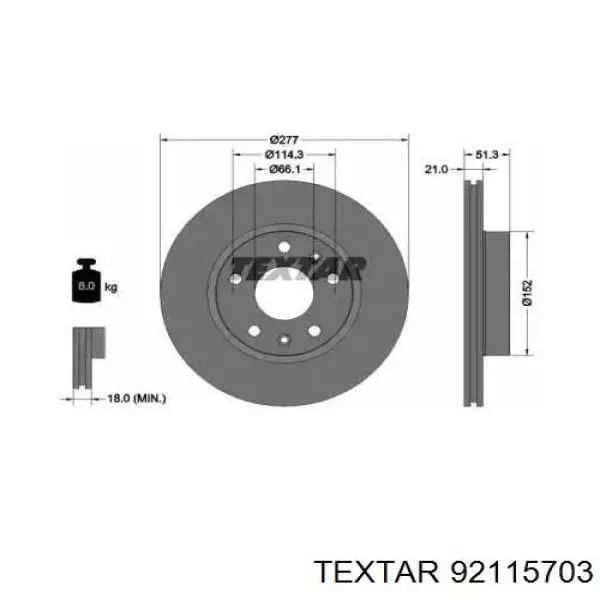 Передние тормозные диски 92115703 Textar