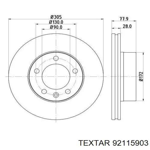 Тормоз дисковый передний Textar 92115903 цена, от 61.35 USD