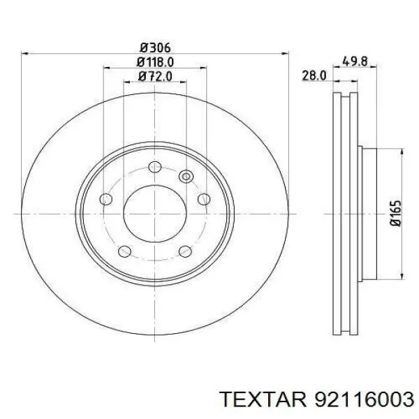 Купить 92116003 Textar Ротор тормозной