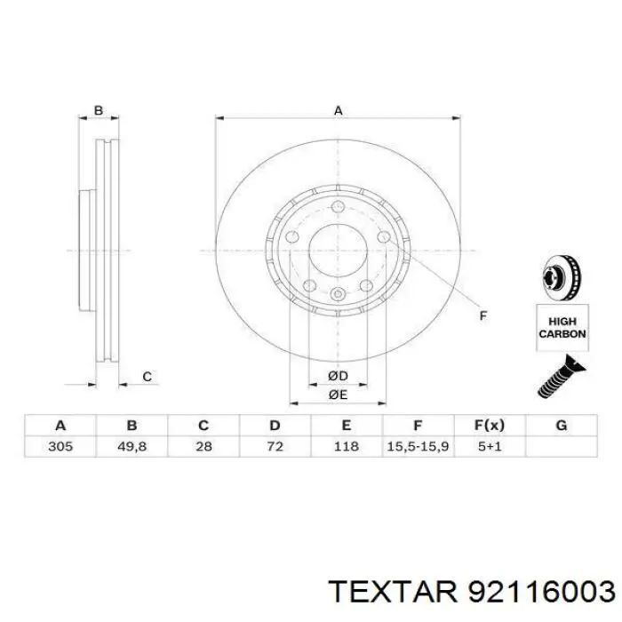 Передние тормозные диски 92116003 Textar