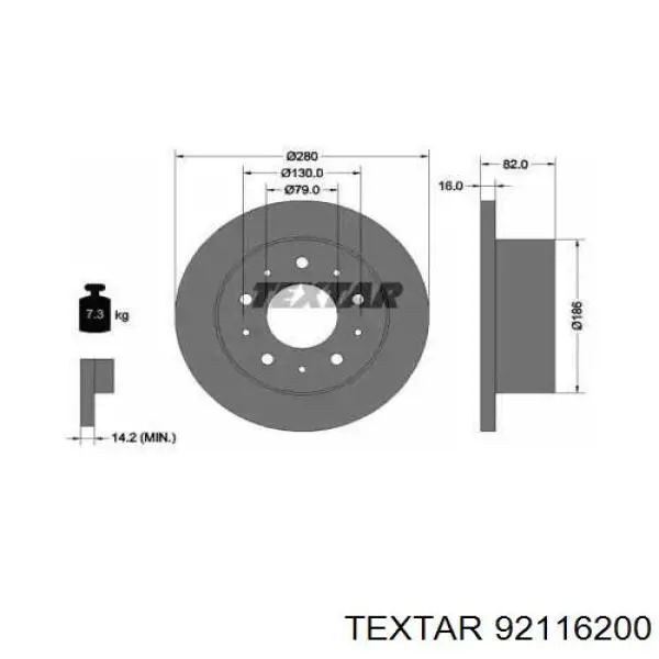 Тормозные диски 92116200 Textar