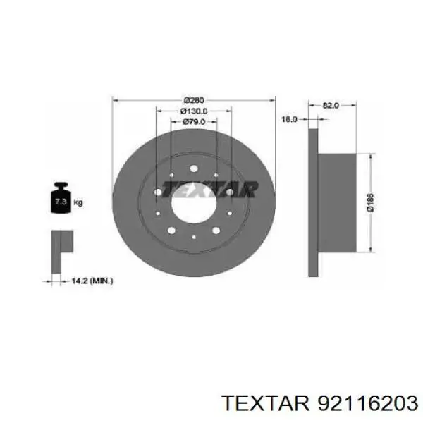 Тормозные диски 92116203 Textar