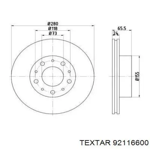 Передние тормозные диски 92116600 Textar