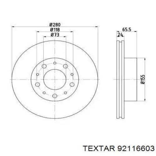 Передние тормозные диски 92116603 Textar