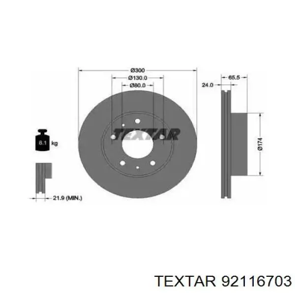 Передние тормозные диски 92116703 Textar