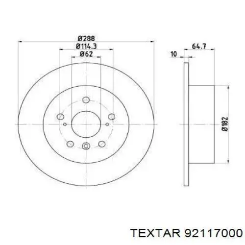 Тормозные диски 92117000 Textar