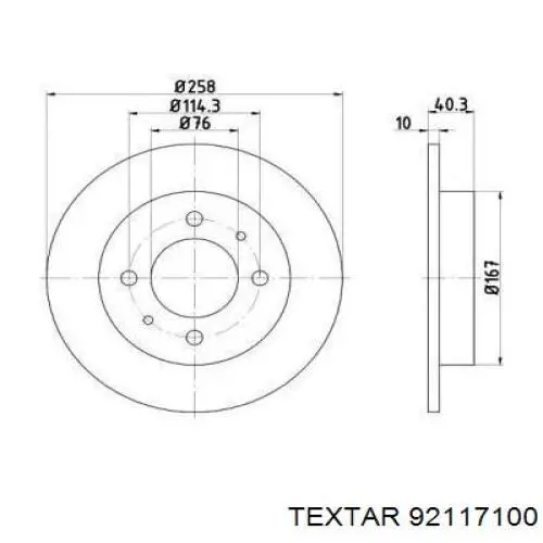 Тормозные диски 92117100 Textar