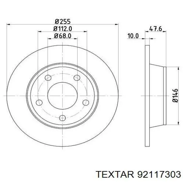 Тормозные диски 92117303 Textar