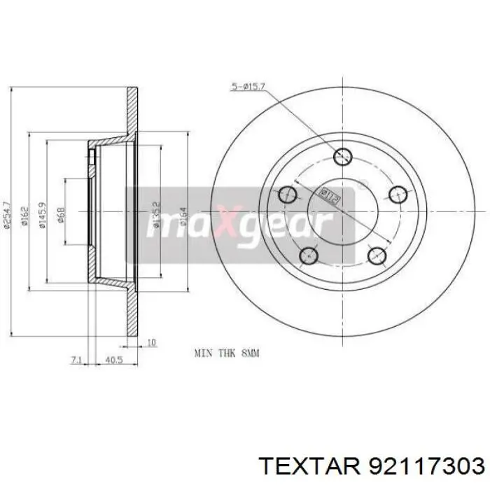 Купить 92117303 Textar Диск тормозной задний