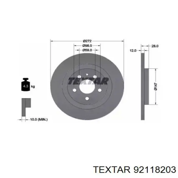 Тормозные диски 92118203 Textar