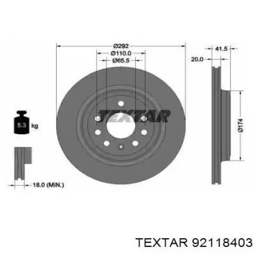 92118403 Textar диск тормозной задний