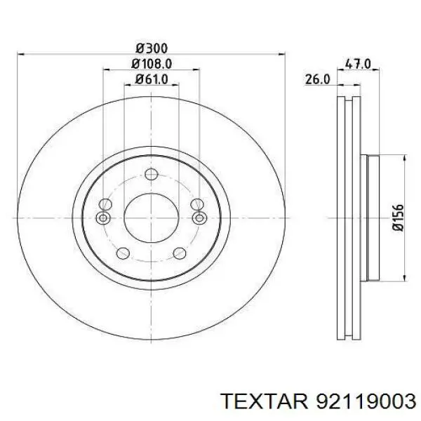 Тормоз дисковый передний Textar 92119003 цена, от 58.57 USD