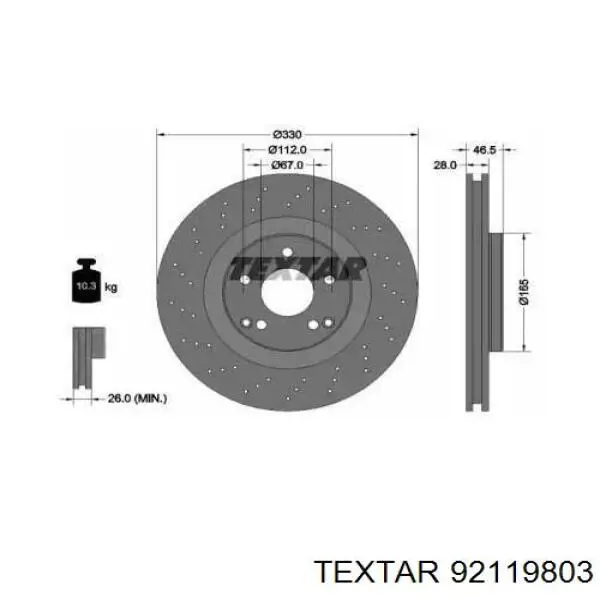 92119803 Textar диск тормозной передний