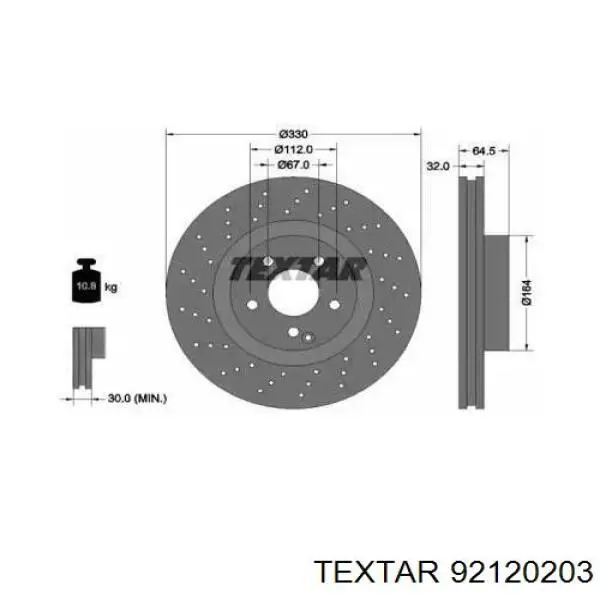 Передние тормозные диски 92120203 Textar